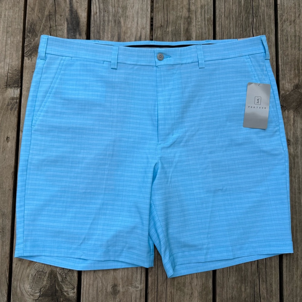 NWT PGA Tour Moisture Wicking Performance Stretch Blue Shorts - Men’s Size 38